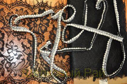 Тесьма серебряная с жемчугом 1,4 см (д-1459)