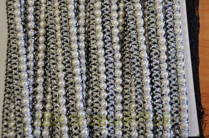 Тесьма серебряная с жемчугом 1,4 см (д-1459)