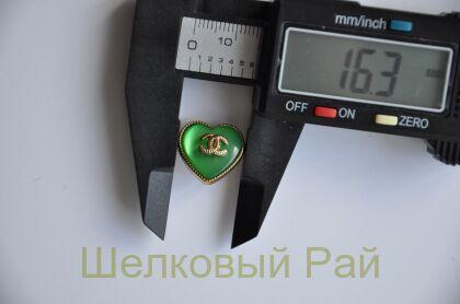 Пуговицы Chanel сердечки 16 мм цвет изумрудный (д-1384)