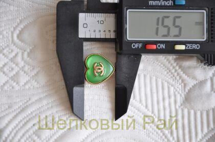 Пуговицы Chanel сердечки 16 мм цвет изумрудный (д-1384)