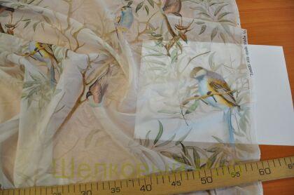 Батист шелковый с птицами (д-1334)
