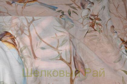 Батист шелковый с птицами (д-1334)
