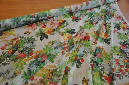 Жоржет шелковый фрукты "Dolce&Gabbana" (д-1297)