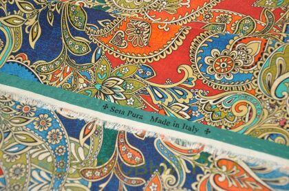 Крепдешин шелковый огурцы "Etro" (д-1304)