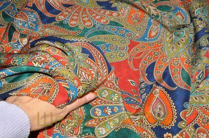 Крепдешин шелковый огурцы "Etro" (д-1304)