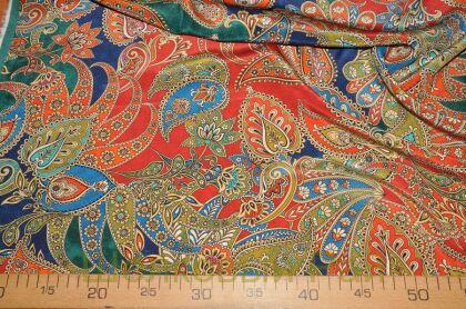 Крепдешин шелковый огурцы "Etro" (д-1304)