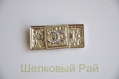 Пуговицы серебристые Chanel с кристаллами и жемчугом 25 мм (д-1382)