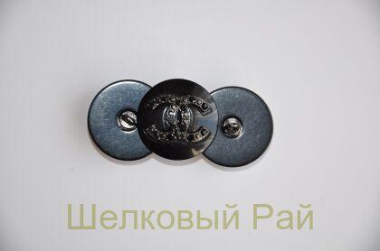 Пуговицы черные Chanel с кристаллами 24 мм (д-1375)