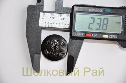 Пуговицы черные Chanel с кристаллами 24 мм (д-1375)