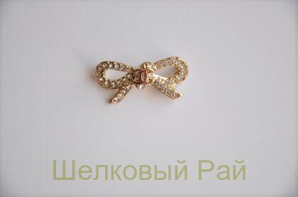 Нашивка декоративная золотистая Chanel с кристаллами 35 мм (д-1373)
