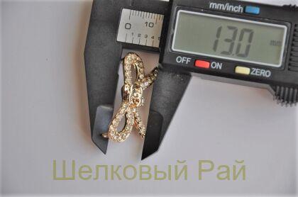 Нашивка декоративная золотистая Chanel с кристаллами 35 мм (д-1373)