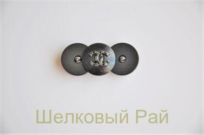 Пуговицы черные Chanel с кристаллами 18 мм (д-1377)