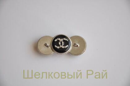 Пуговицы Chanel черные с кристаллами 18 мм (д-1378)
