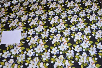 Плотный шелк стрейч "Цветущая яблоня" 19 момми (д-1475)