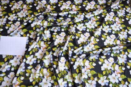 Плотный шелк стрейч "Цветущая яблоня" 19 момми (д-1475)