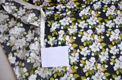 Плотный шелк стрейч "Цветущая яблоня" 19 момми (д-1475)