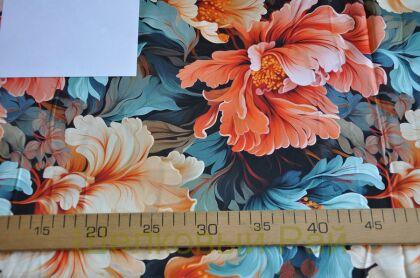Плотный шелк стрейч "Крупные цветы" 19 момми (д-1474)
