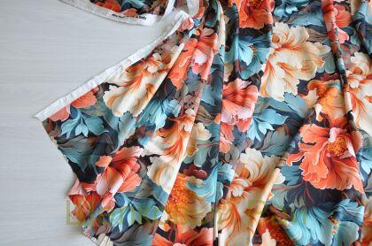 Плотный шелк стрейч "Крупные цветы" 19 момми (д-1474)