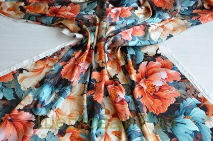 Плотный шелк стрейч "Крупные цветы" 19 момми (д-1474)