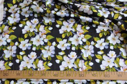 Плотный шелк стрейч "Цветущая яблоня" 19 момми (д-1475)