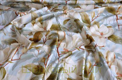 Плотный шелк стрейч "Белая магнолия" 19 момми (д-1478)