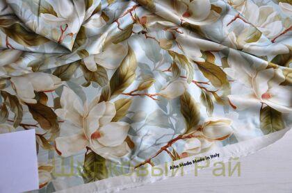 Плотный шелк стрейч "Белая магнолия" 19 момми (д-1478)