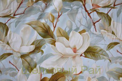 Плотный шелк стрейч "Белая магнолия" 19 момми (д-1478)