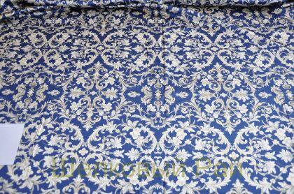 Плотный синий шелк стрейч "Roberto Cavalli" 19 момми (д-1476)