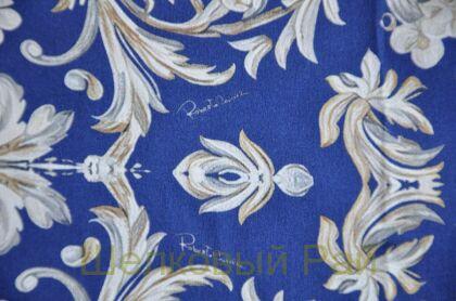 Плотный синий шелк стрейч "Roberto Cavalli" 19 момми (д-1476)