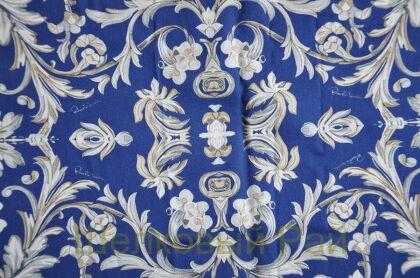 Плотный синий шелк стрейч "Roberto Cavalli" 19 момми (д-1476)