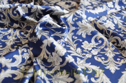 Плотный синий шелк стрейч "Roberto Cavalli" 19 момми (д-1476)