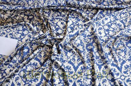 Плотный синий шелк стрейч "Roberto Cavalli" 19 момми (д-1476)