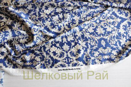 Плотный синий шелк стрейч "Roberto Cavalli" 19 момми (д-1476)