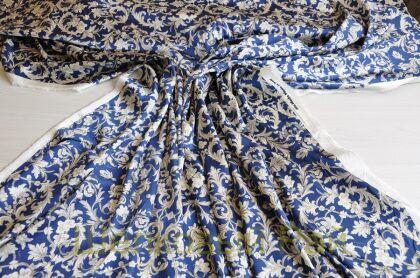 Плотный синий шелк стрейч "Roberto Cavalli" 19 момми (д-1476)