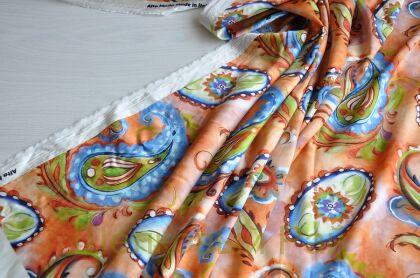 Плотный шелк стрейч пейсли "Etro" 19 момми (д-1479)