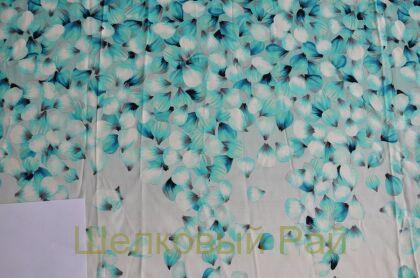 Шекл стрейч бирюзовые цветы "Blumarine" (в-208)