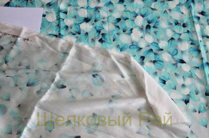 Шекл стрейч бирюзовые цветы "Blumarine" (в-208)