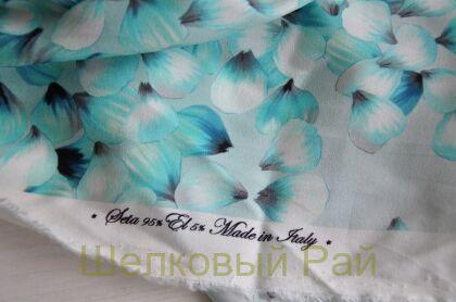 Шекл стрейч бирюзовые цветы "Blumarine" (в-208)