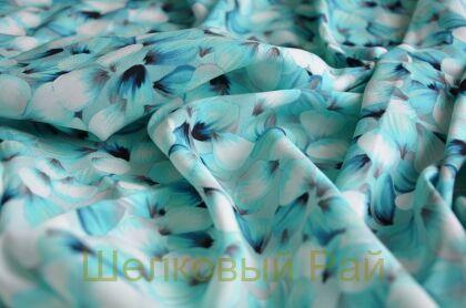 Шекл стрейч бирюзовые цветы "Blumarine" (в-208)