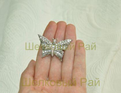 Брошь декоративная со стразами "Бабочка"