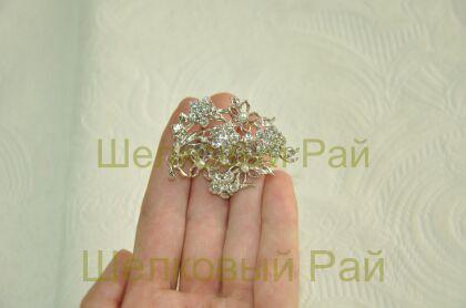 Брошь декоративная со стразами "Букет"