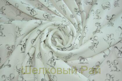 Крепдешин шелковый "Dolce&Gabbana" мыши (г-490)