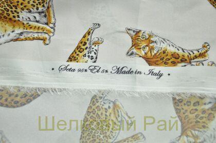 Крепдешин шелковый "Dolce&Gabbana" котики (г-479)