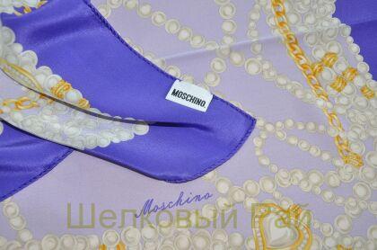 Платок шелковый цвет сиреневый "MOSCHINO" (пл-6)