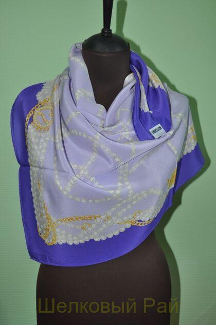 Платок шелковый цвет сиреневый "MOSCHINO" (пл-6)