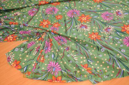 Крепдешин шелковый "ETRO" цветочный орнамент (г-484)