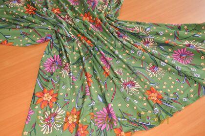 Крепдешин шелковый "ETRO" цветочный орнамент (г-484)