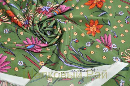 Крепдешин шелковый "ETRO" цветочный орнамент (г-484)