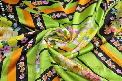 Атласный шелк "ALBERTA FERRETTI" цвет салатовый (б-260)