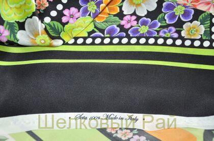 Атласный шелк "ALBERTA FERRETTI" цвет салатовый (б-260)